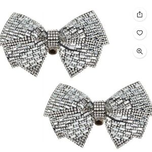 Steve Madden 1 Pair Grey Bow Shoe Clips Wedding Rhinestone Bow Shoe Buckles